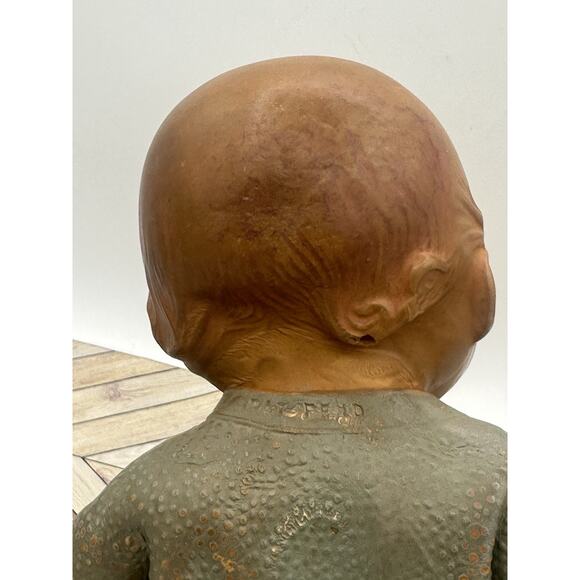 Vintage Rubber Squeeky Baby Boy Doll sleeping 1920 Antique - Picture 5 of 6